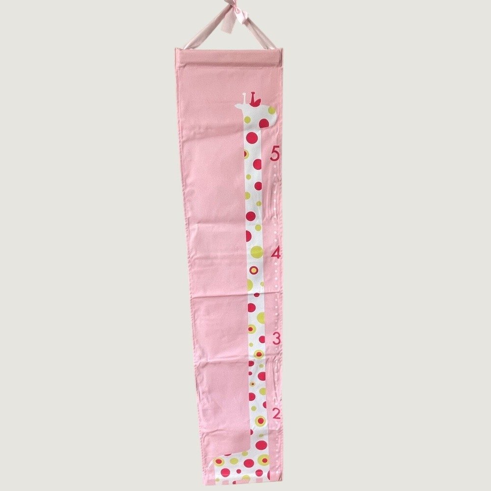 Pearhead Canvas Fabric Wall Hanging Growth Chart Giraffe Pink Polka Dots